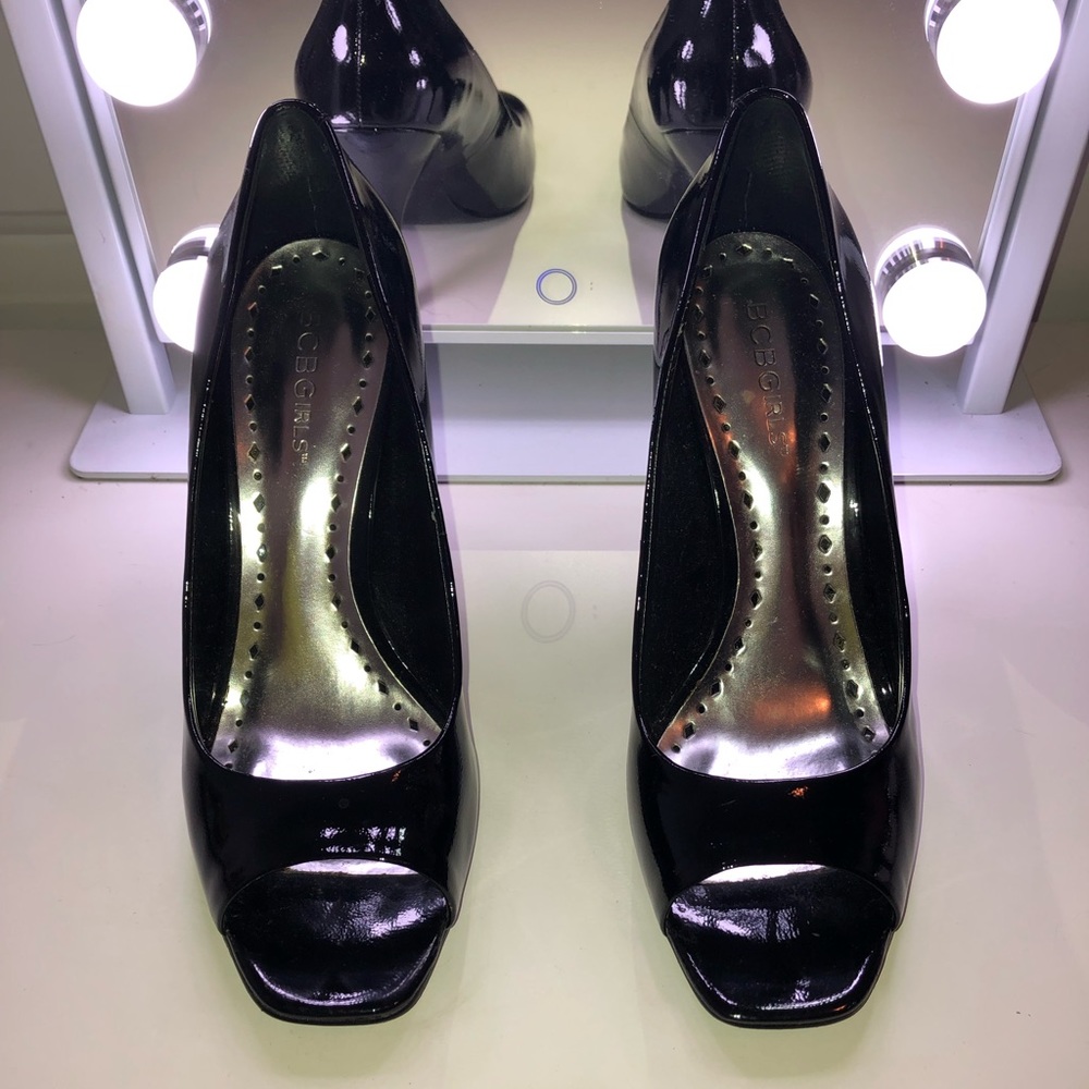 Black open toe heel